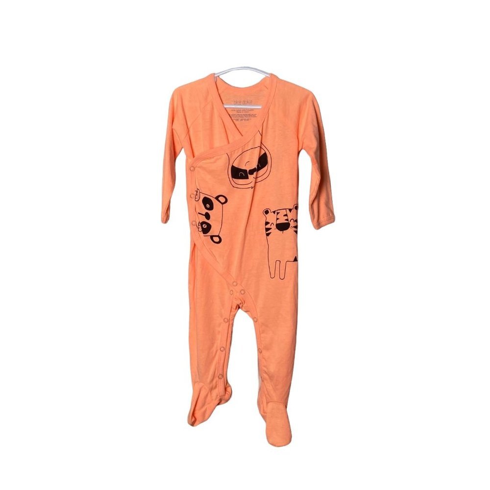 Okie Dokie Baby 9M Animal Graphic Orange Pajamas Panda Tiger Sloth Snap Front
